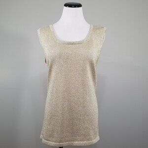 Vintage Shannan Gold Metallic Knit Tank Top Sz M Sleeveless Blouse Stretch Y2K
